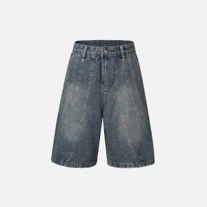 Trendy Deconstructive Washed Jorts for Y2K Aesthetic and Grunge Style Outfits