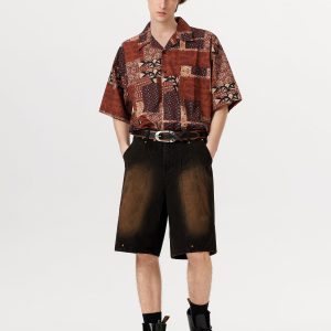 Trendy Deconstructive Washed Jorts for Y2K Aesthetic and Grunge Style Outfits