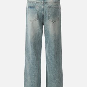 Trendy Distressed Loose Jeans for Y2K Aesthetic and Grunge Style Outfits