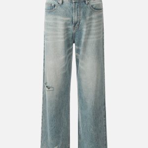 Trendy Distressed Loose Jeans for Y2K Aesthetic and Grunge Style Outfits