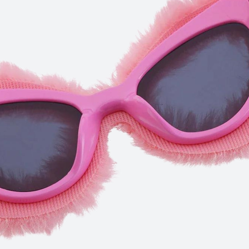 Trendy Fluffy Cat Eye Sunglasses for Y2K Aesthetic and Coquette Style Fashion