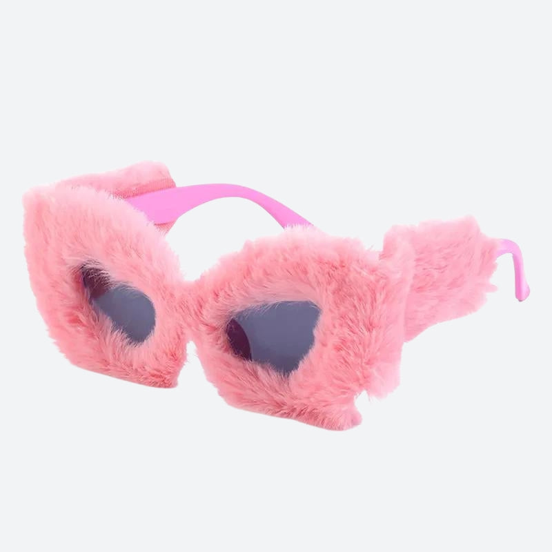 Trendy Fluffy Cat Eye Sunglasses for Y2K Aesthetic and Coquette Style Fashion