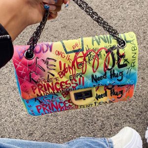 Trendy Graffiti Crossbody Bag for Y2K Aesthetic and Coquette Style Outfits