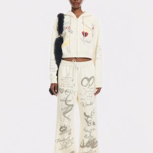 Trendy Graffiti Print Cargo Pants for Y2K Aesthetic and Grunge Style Outfits