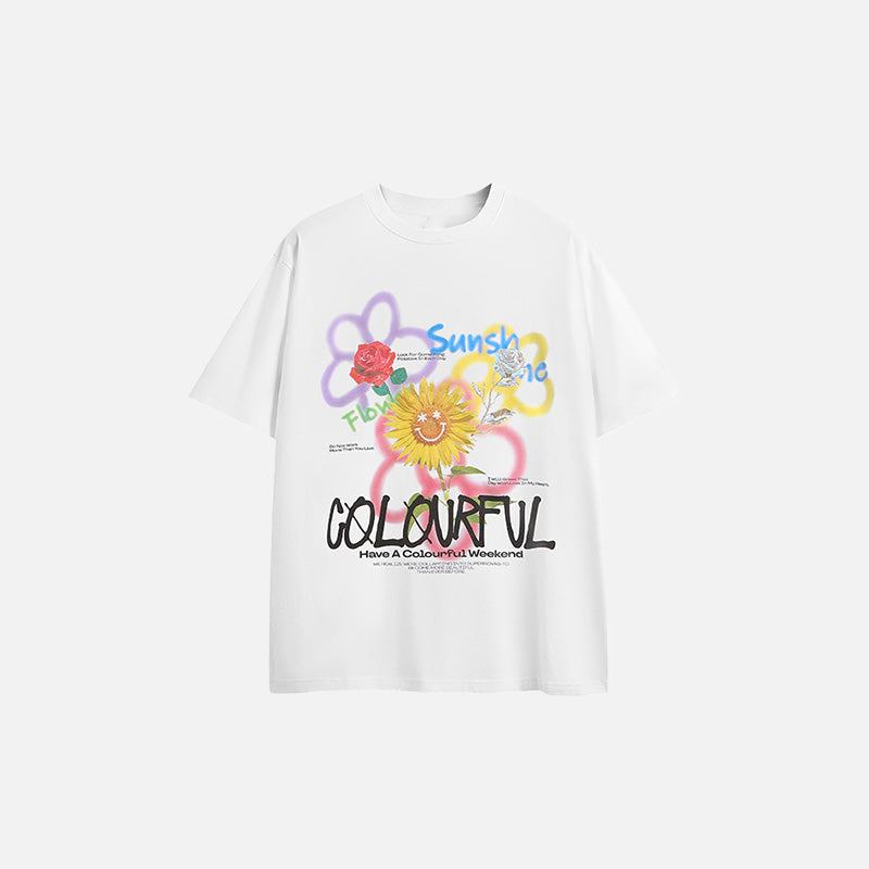 Trendy Graffiti Sunflower T-Shirt for Y2K Aesthetic and Coquette Style Lovers