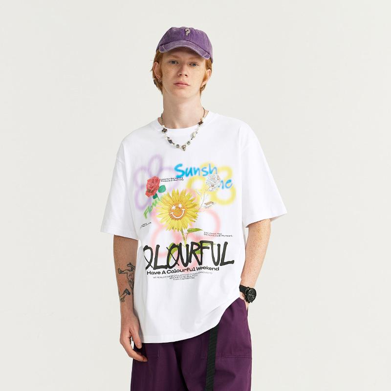 Trendy Graffiti Sunflower T-Shirt for Y2K Aesthetic and Coquette Style Lovers