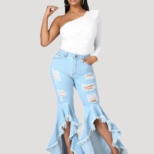 Trendy High Waist Y2K Jeans for a Chic Grunge Aesthetic Look