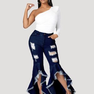 Trendy High Waist Y2K Jeans for a Chic Grunge Aesthetic Look