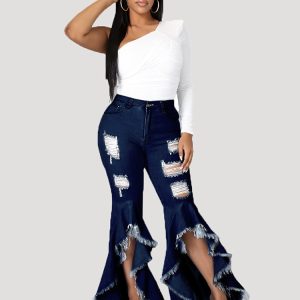 Trendy High Waist Y2K Jeans for a Chic Grunge Aesthetic Look