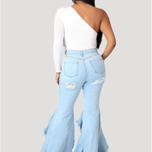 Trendy High Waist Y2K Jeans for a Chic Grunge Aesthetic Look