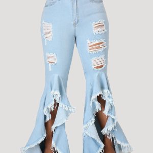 Trendy High Waist Y2K Jeans for a Chic Grunge Aesthetic Look