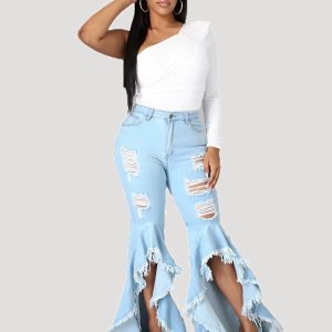 Trendy High Waist Y2K Jeans for a Chic Grunge Aesthetic Look