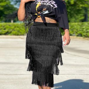 Trendy High Waisted Fringe Skirt for Y2K Fashion Lovers - Perfect for Coquette Aesthetic