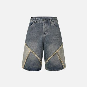 Trendy Irregular Fringe Washed Jorts for Y2K Aesthetic and Grunge Style Outfits