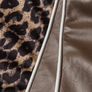 Trendy Leopard Print Faux Leather Jacket for Y2K Fashion and Grunge Aesthetic Lovers