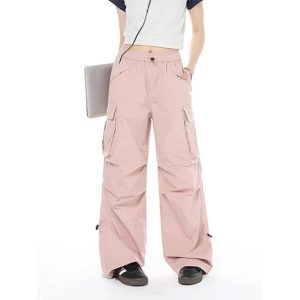 Trendy Loose Fit Cargo Denim Pants for Y2K Aesthetic and Grunge Style Outfits