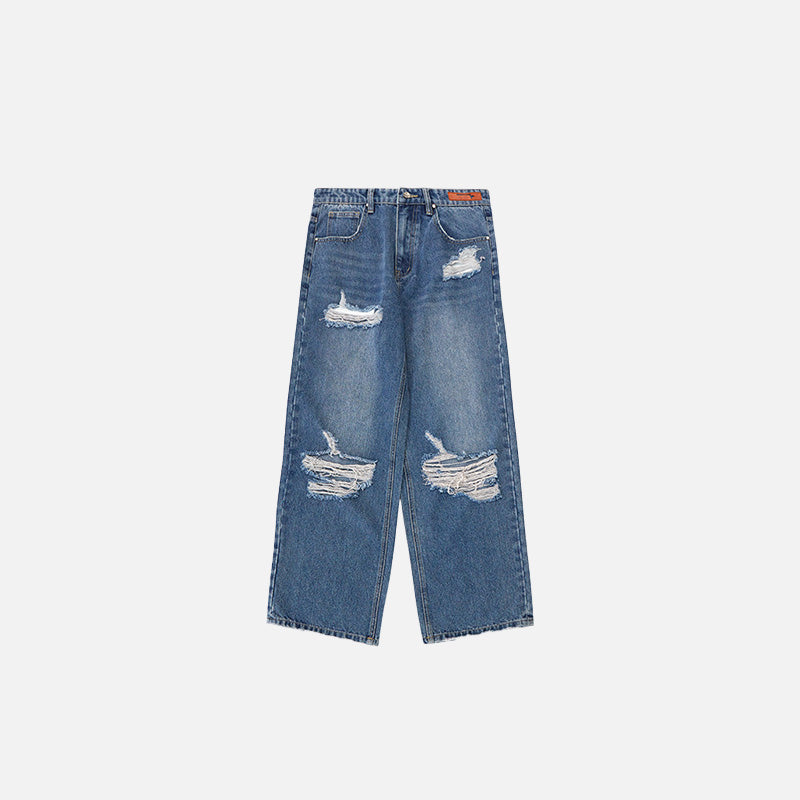 Trendy Loose Ripped Washed Jeans for Y2K Aesthetic and Grunge Style Outfits