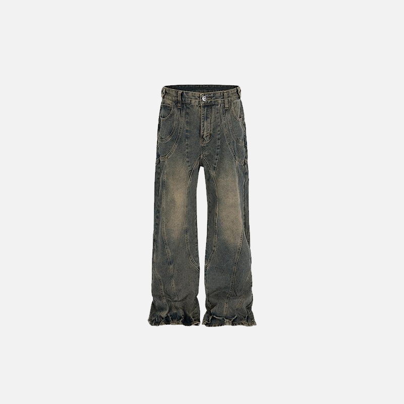 Trendy Loose Straight Stitching Desert Jeans for Y2K Aesthetic and Grunge Style Outfits