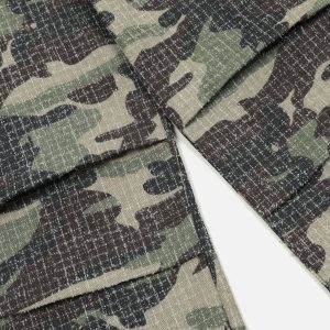 Trendy Multi Pocket Camouflage Cargo Pants for Y2K Aesthetic and Grunge Style Outfits