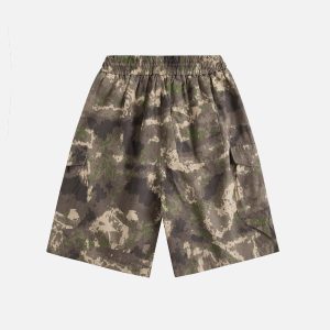 Trendy Multi Pocket Camouflage Cargo Shorts for Y2K Aesthetic and Grunge Style