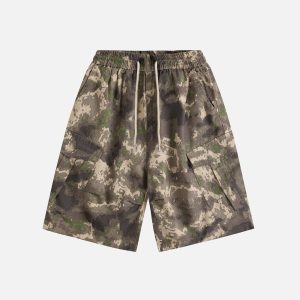 Trendy Multi Pocket Camouflage Cargo Shorts for Y2K Aesthetic and Grunge Style