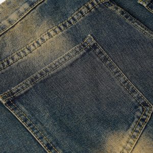 Trendy Multi Pocket Washed Cargo Jeans for Y2K Aesthetic and Grunge Style Lovers