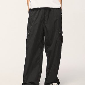 Trendy Multi-Pocket Wide-Leg Baggy Cargo Pants for Y2K Aesthetic Outfits