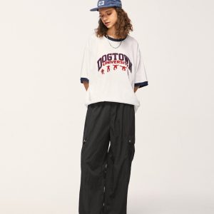 Trendy Multi-Pocket Wide-Leg Baggy Cargo Pants for Y2K Aesthetic Outfits