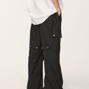 Trendy Multi-Pocket Wide-Leg Baggy Cargo Pants for Y2K Aesthetic Outfits