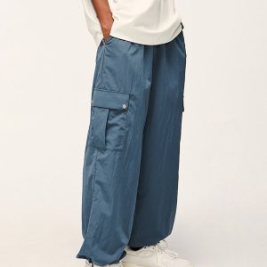 Trendy Multi-Pocket Wide-Leg Baggy Cargo Pants for Y2K Aesthetic Outfits