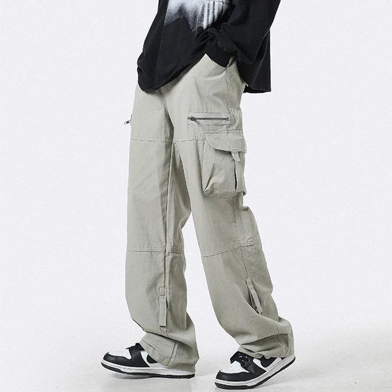 Trendy Oversized Zipper Cargo Pants for Y2K Aesthetic and Grunge Style Outfits