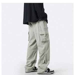 Trendy Oversized Zipper Cargo Pants for Y2K Aesthetic and Grunge Style Outfits