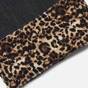 Trendy Patchwork Leopard Print Jeans for Y2K Aesthetic and Grunge Style Lovers