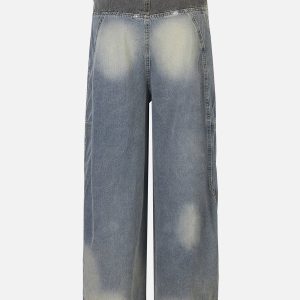 Trendy Patchwork Loose Jeans for Y2K Aesthetic and Grunge Style Lovers