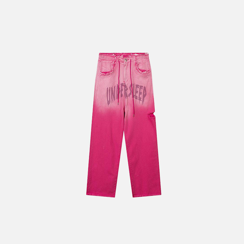 Trendy Pink Baggy Wide-Leg Jeans for Y2K Aesthetic and Coquette Style Outfits