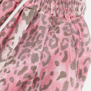 Trendy Pink Leopard Print Cargo Pants for Y2K Fashion and Coquette Aesthetic Outfits