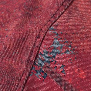 Trendy Red Tie-Dye Denim Jacket for Y2K Aesthetic and Grunge Style Outfits