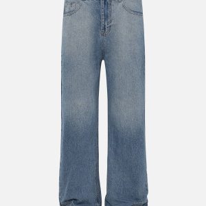 Trendy Reverse Washed Jeans for Y2K Aesthetic Outfits and Grunge Style Looks