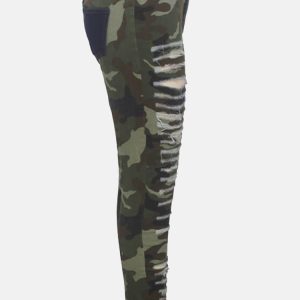 Trendy Ripped Camouflage Jeans for Y2K Aesthetic and Grunge Style Outfits