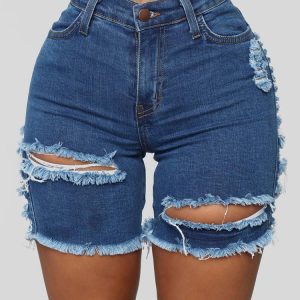 Trendy Ripped Denim Shorts for Y2K Aesthetic Outfits and Grunge Style Looks