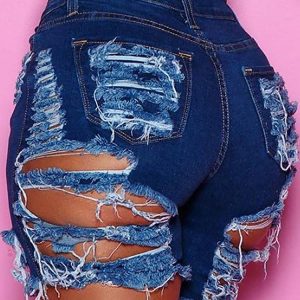 Trendy Ripped Denim Shorts for Y2K Aesthetic Outfits and Grunge Style Looks