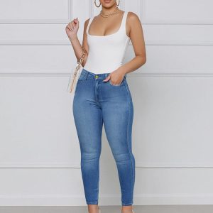 Trendy Ripped High Waist Skinny Jeans for Y2K Aesthetic and Grunge Style Outfits