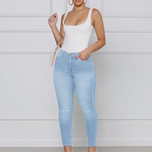 Trendy Ripped High Waist Skinny Jeans for Y2K Aesthetic and Grunge Style Outfits