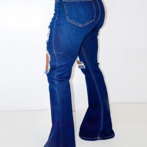 Trendy Ripped Hole Stretchy Jeans for Y2K Aesthetic and Grunge Style Outfits