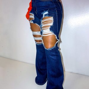 Trendy Ripped Hole Stretchy Jeans for Y2K Aesthetic and Grunge Style Outfits