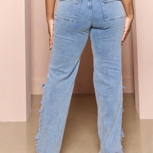 Trendy Ripped Pocket High Waist Jeans for Y2K Aesthetic and Grunge Style Outfits