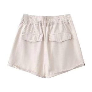 Trendy Rolled Cargo Pocket Shorts for Y2K Aesthetic and Grunge Style Outfits