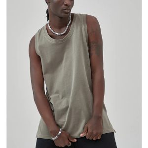 Trendy Side Slit Unisex Sleeveless T-Shirt for Y2K Aesthetic and Grunge Style Lovers