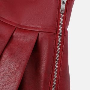 Trendy Slant Faux Leather Mini Skirt for Y2K Aesthetic and Grunge Style Outfits