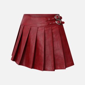 Trendy Slant Faux Leather Mini Skirt for Y2K Aesthetic and Grunge Style Outfits